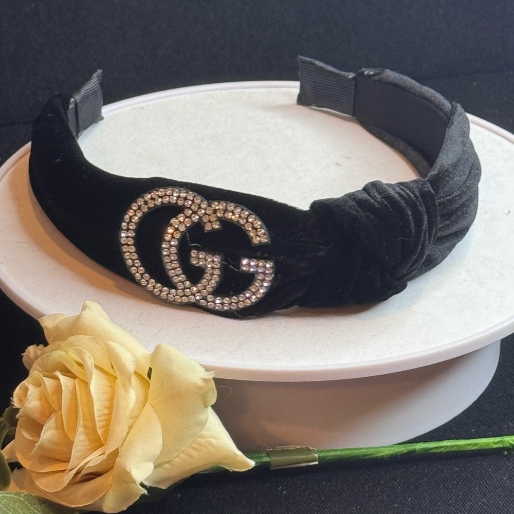Black Velvet Rhinestone Headband